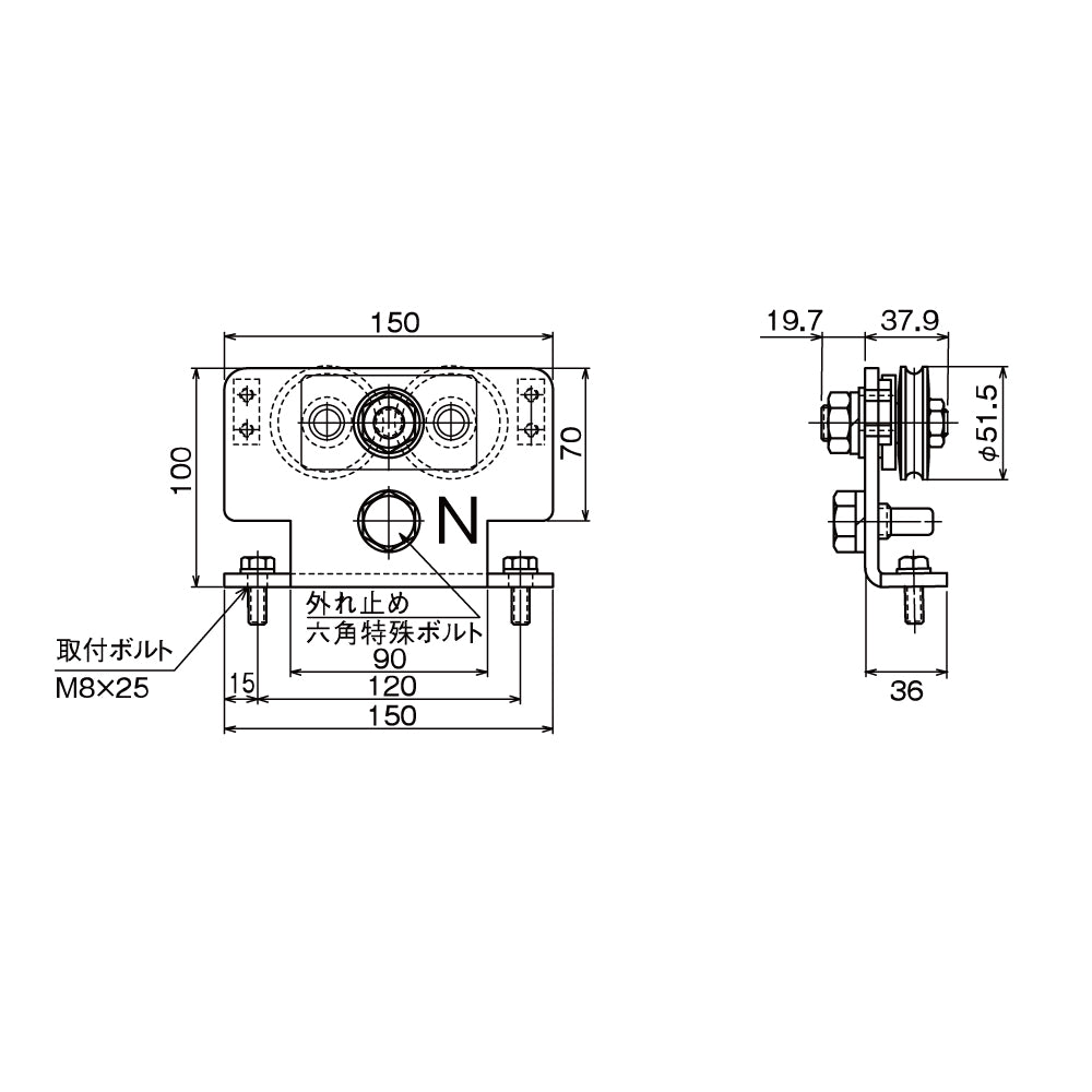 ダイケン スライデックス用部品 戸車フレーム HCS200TK(戸尻用戸車)【メンテナンスパーツ, 引き戸クローザー用部品, 取替・修理・交換用部品, DAIKEN】