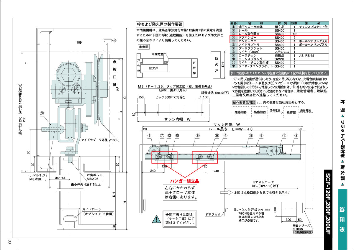 ハシダ技研 THUスライドクローザー ドアハンガー組立品(SCF-F用) 【メンテナンスパーツ・部品, 引き戸クローザー用, HASHIDA GIKEN】