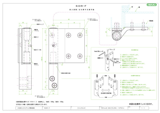 いわきエンジニアリング ソリッドヒンジ SOR-F 【重量用, 大型丁番, IWAKI】