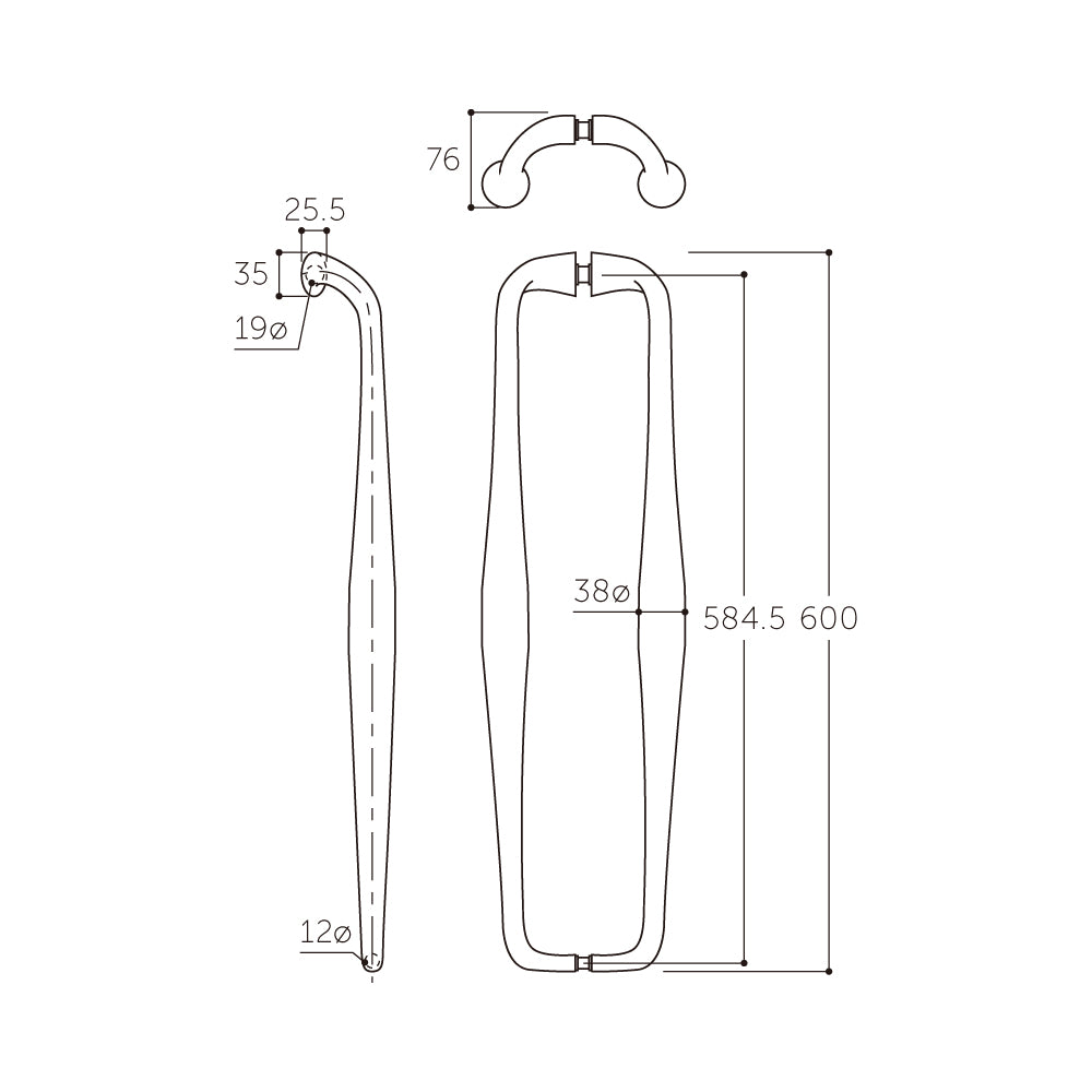 マルキ ブラスハンドル MDB-100(両面) 【ドアハンドル, 押し棒, 押棒, MARIX, MARUKI HARDWARE, MK, 丸喜金属】
