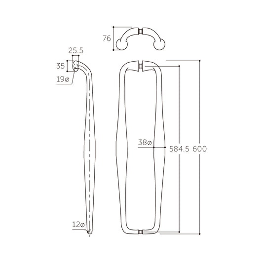 マルキ ブラスハンドル MDB-100(両面) 【ドアハンドル, 押し棒, 押棒, MARIX, MARUKI HARDWARE, MK, 丸喜金属】