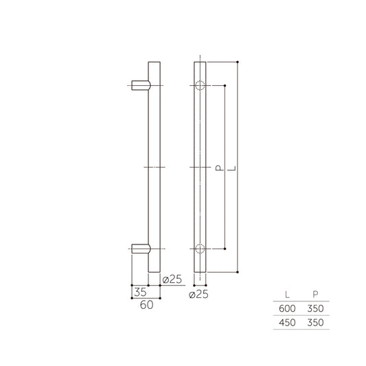 マルキ 丸棒ドアハンドル MDS-160(両面) 【押し棒, 押棒, MARIX, MARUKI HARDWARE, MK, 丸喜金属】