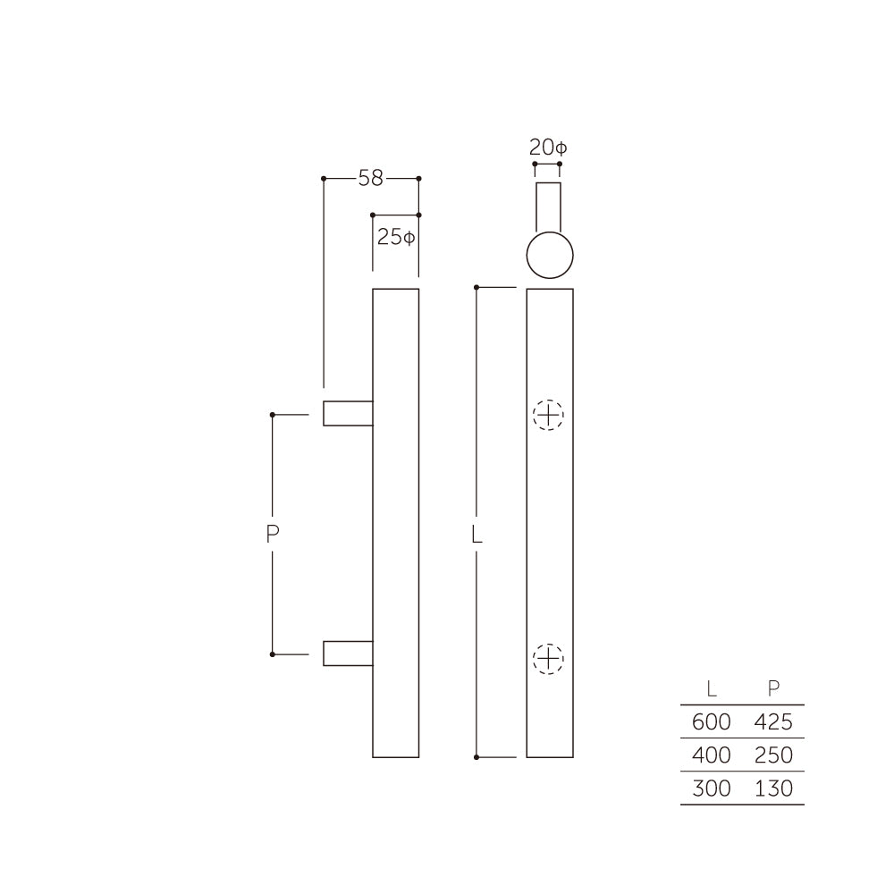 マルキ ドアハンドル MDW-100(両面) 【押し棒, 押棒, MARUKI HARDWARE, MK, 丸喜金属】