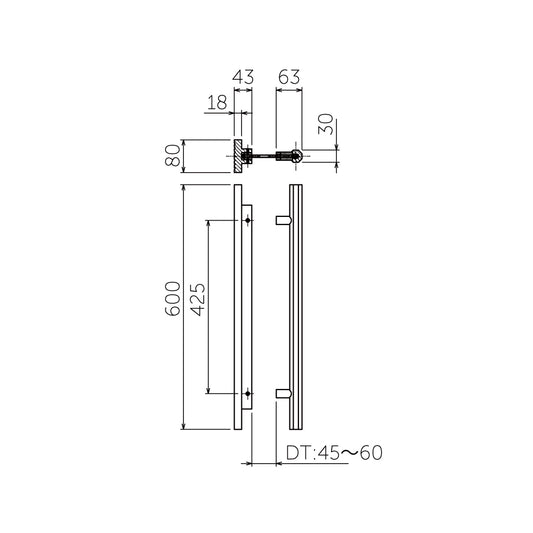 マルキ サウナハンドル MDW-420(押板+八角ハンドル) 【ドアハンドル, 押し棒, 押棒, MARIX, MARUKI HARDWARE, MK, 丸喜金属】