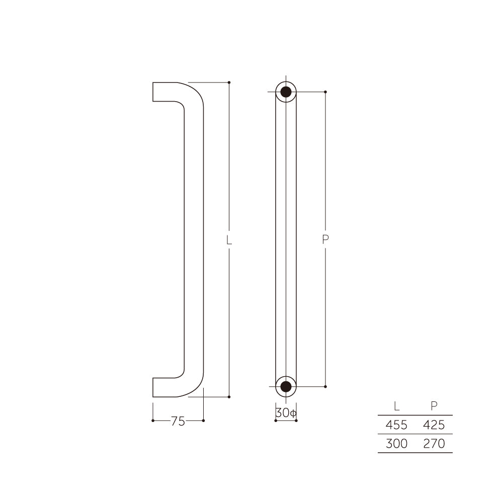 マルキ 木目O型ハンドル30Φ P-760(両面) 【ドアハンドル, 押し棒, 押棒, MARUKI HARDWARE, MK, 丸喜金属】