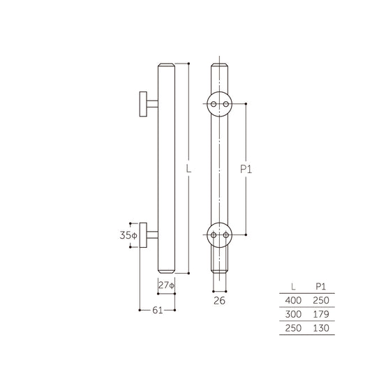 マルキ 丸座取手 S-1050(片面) 【ドアハンドル, 押し棒, 押棒, MARIX, MARUKI HARDWARE, MK, 丸喜金属】