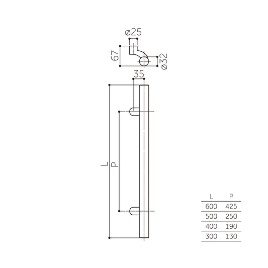 マルキ 丸棒ドアーハンドル ST-1100(両面) 【ドアハンドル, 押し棒, 押棒, MARUKI HARDWARE, MK, 丸喜金属】
