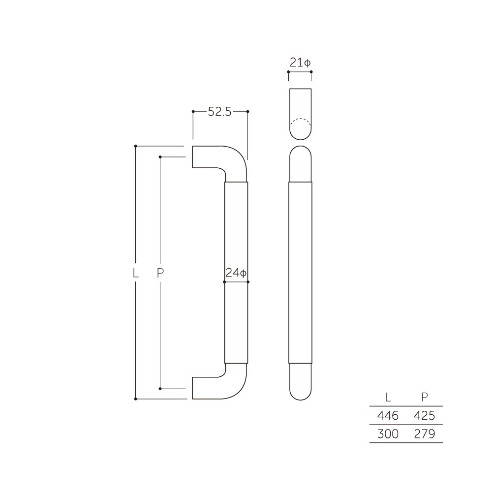 マルキ フィットハンドル 座無24Φ W-013(両面) 【ドアハンドル, 押し棒, 押棒, MARUKI HARDWARE, MK, 丸喜金属】