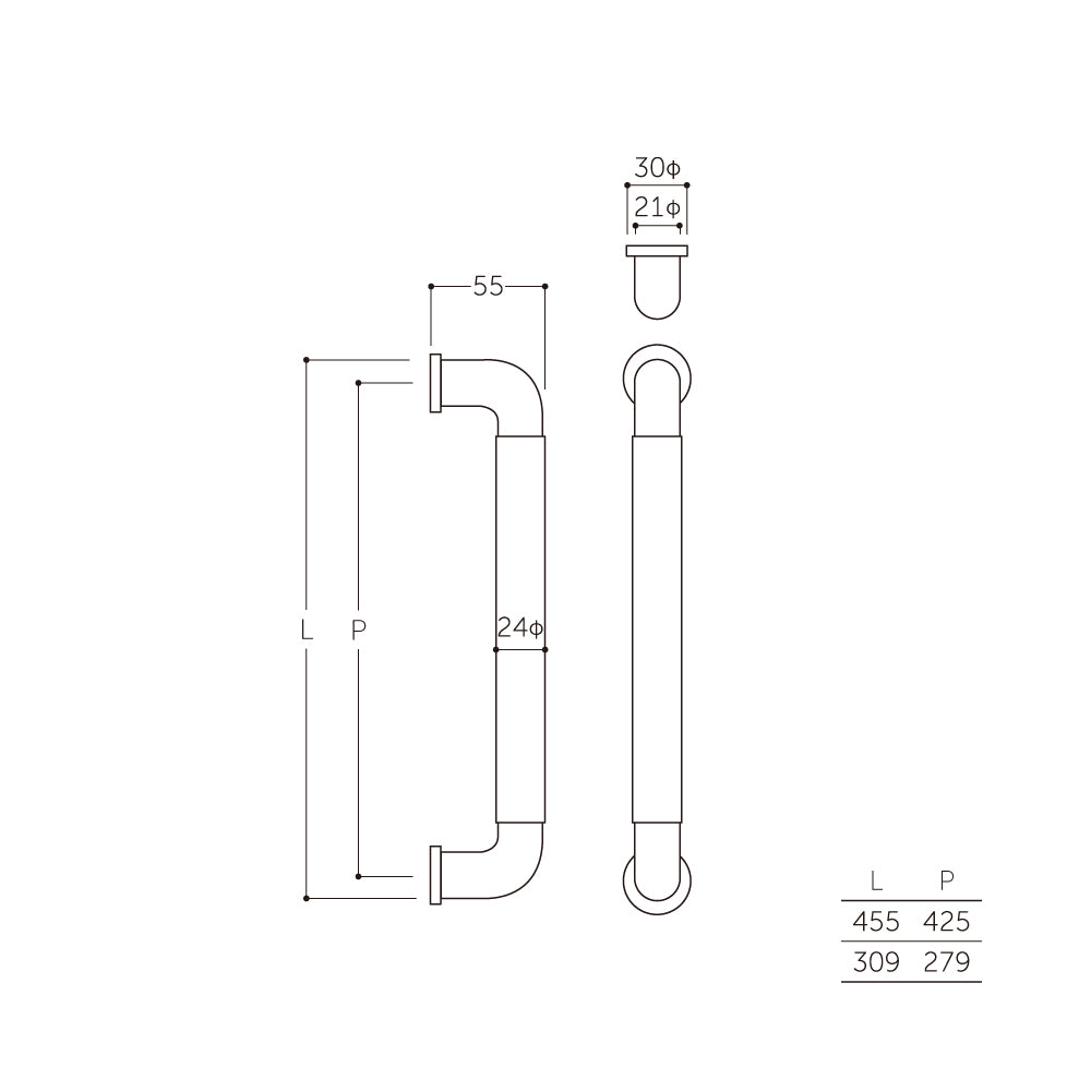 マルキ フィットハンドル 座付24Φ W-013Z(両面) 【ドアハンドル, 押し棒, 押棒, MARUKI HARDWARE, MK, 丸喜金属】