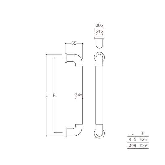 マルキ フィットハンドル 座付24Φ W-013Z(両面) 【ドアハンドル, 押し棒, 押棒, MARUKI HARDWARE, MK, 丸喜金属】