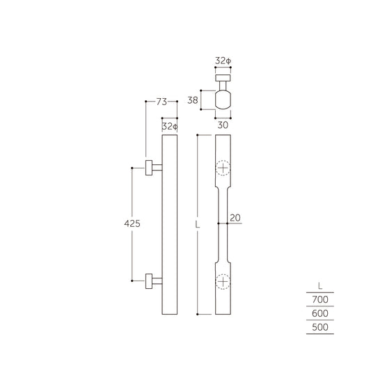 マルキ マイウッド 丸棒I型ハンドル W-1150(両面) 【ドアハンドル, 押し棒, 押棒, MARIX, MARUKI HARDWARE, MK, 丸喜金属】