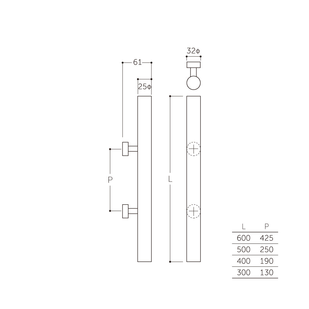 マルキ マイウッド 丸棒座付取手25Φ W-2100(片面) 【ドアハンドル, 押し棒, 押棒, MARIX, MARUKI HARDWARE, MK, 丸喜金属】