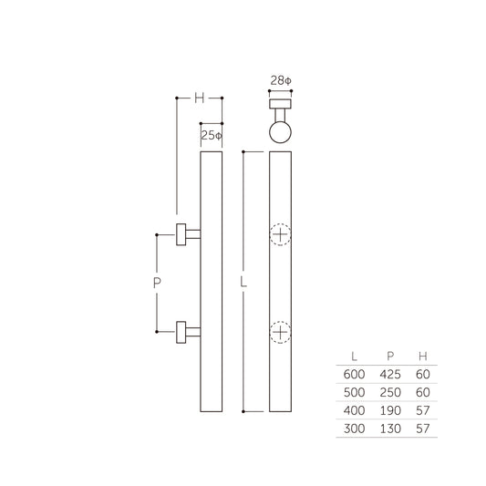 マルキ タモウッド 丸棒座付取手25Φ W-250(片面) 【ドアハンドル, 押し棒, 押棒, MARIX, MARUKI HARDWARE, MK, 丸喜金属】