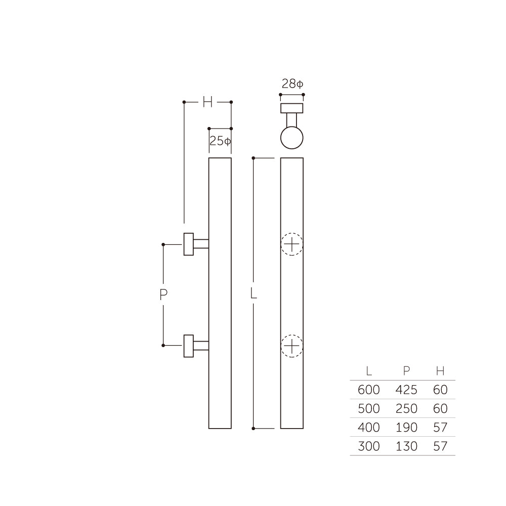 マルキ タモウッド 丸棒座付取手25Φ W-250(片面) 【ドアハンドル, 押し棒, 押棒, MARIX, MARUKI HARDWARE, MK, 丸喜金属】