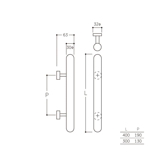 マルキ タモウッド サキマルハンドル30Φ W-309(両面) 【ドアハンドル, 押し棒, 押棒, MARUKI HARDWARE, MK, 丸喜金属】
