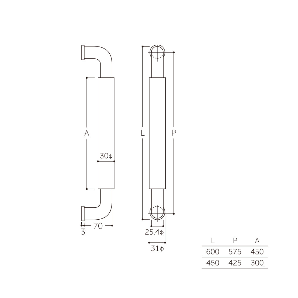 マルキ ナチュラルO型ハンドル30Φ W-5000 ブラックシールド(両面) 【ドアハンドル, 押し棒, 押棒, MARUKI HARDWARE, MK, 丸喜金属】