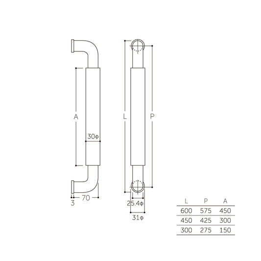 マルキ ナチュラルO型ハンドル30Φ W-5000 鏡面クローム(両面) 【ドアハンドル, 押し棒, 押棒, MARUKI HARDWARE, MK, 丸喜金属】