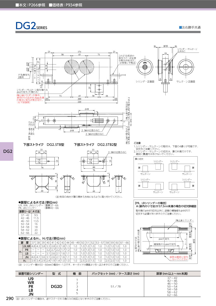 美和ロック エンジンドア用錠 U9 DG2D-3 ST【外側 なし・内側 サムターン, DG2錠, ミワ, MIWA】