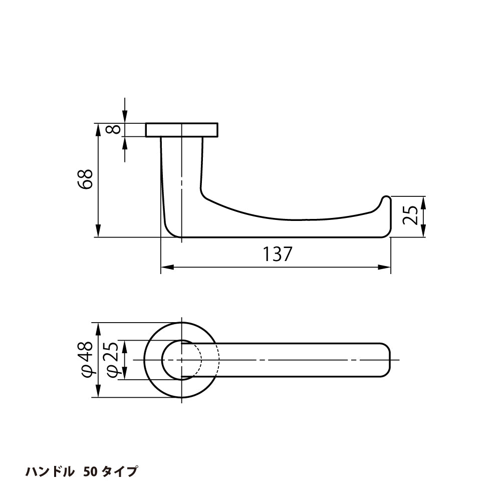 美和ロック レバーハンドル錠 U9 LA50-1 片開き用 ST【外側 シリンダー・内側 サムターン, 50タイプ, LA錠, ミワ, MIWA】