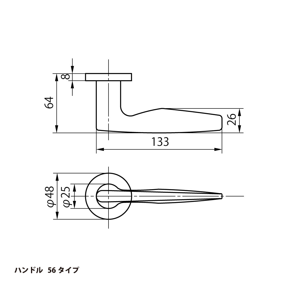 美和ロック レバーハンドル錠 U9 LA56-4 片開き用 ST【外側 シリンダー・内側 シリンダー, 56タイプ, LA錠, ミワ, MIWA】