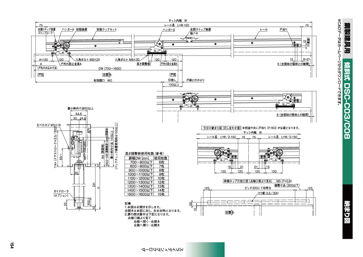 日東工器 スライディングクローザー DSC-C03-22 / DSC-C03-31(製品一式) 【扉重量:10~30kg用, 傾斜式, 鋼製建具用, 引き戸クローザー, NITTO KOHKI】