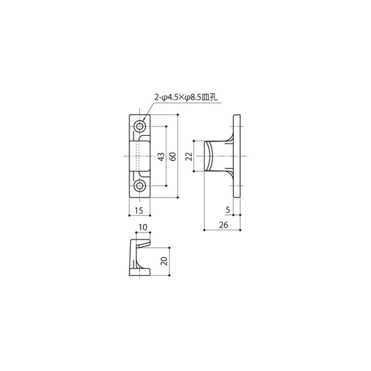 中西産業 カムラッチハンドル受け CLU-3 【窓ハンドル用, Nakanishi】