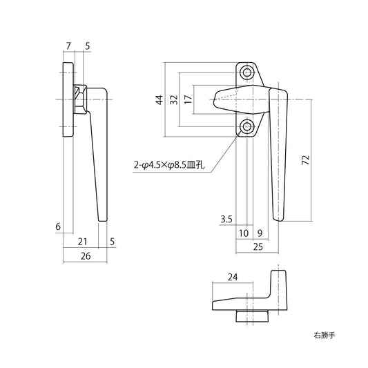 中西産業 カムラッチハンドル DC-640 【開き窓用ハンドル, Nakanishi】