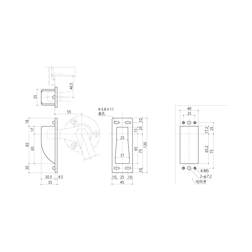 中西産業 グレモンハンドル受け DC-FX-50 【ナカニシ, Nakanishi】