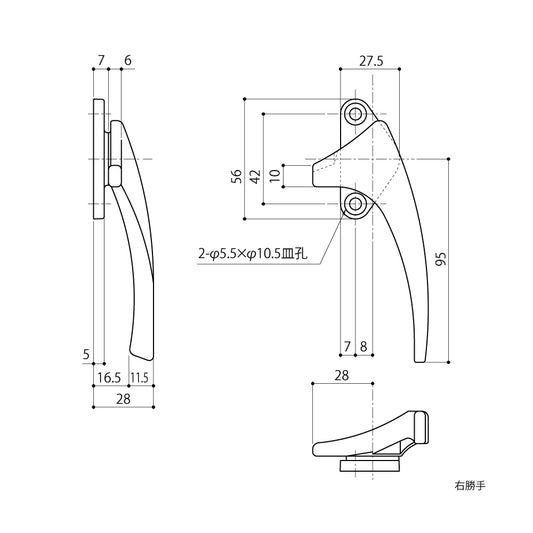 中西産業 カムラッチハンドル DC-W8-TYH 【開き窓用ハンドル, Nakanishi】