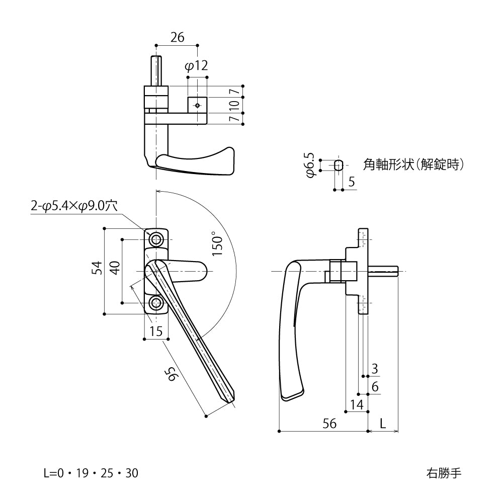 中西産業 引き寄せハンドル DC-X-15 【窓ハンドル, Nakanishi】