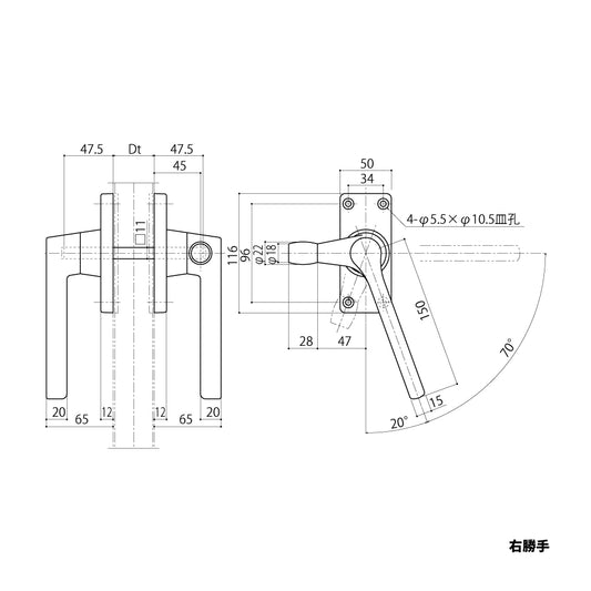 中西産業 ローラー付きグレモンハンドル DC-X-181RO (内外セット・両面) 【ナカニシ, Nakanishi】