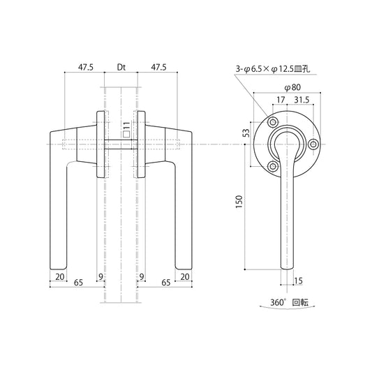 中西産業 グレモンハンドル DC-X-184 (内外セット・両面) 【ナカニシ, Nakanishi】