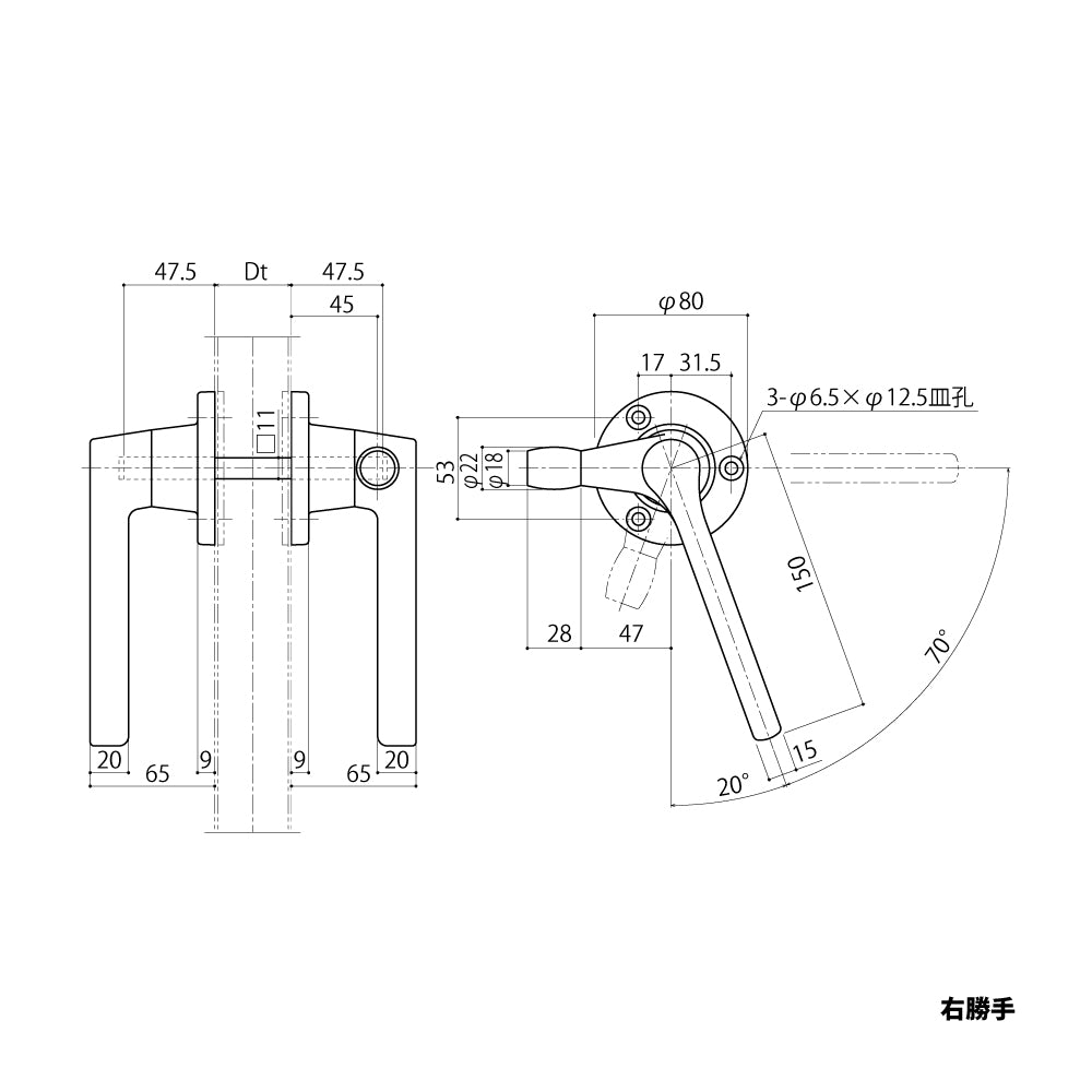 中西産業 ローラー付きグレモンハンドル DC-X-185RO (内外セット・両面) 【ナカニシ, Nakanishi】