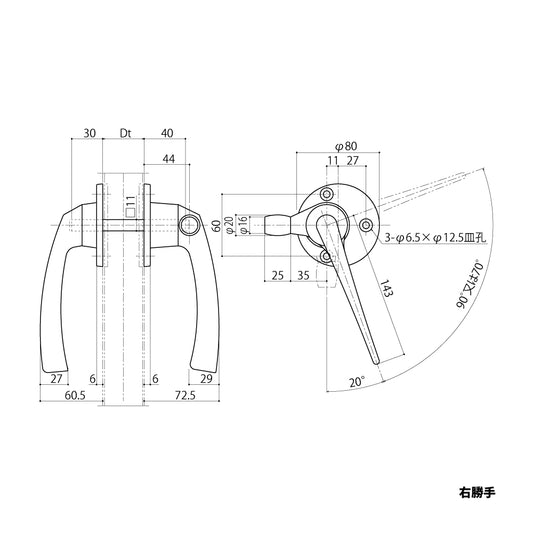 中西産業 ローラー付きグレモンハンドル DC-X-18RO (内外セット・両面) 【ナカニシ, Nakanishi】