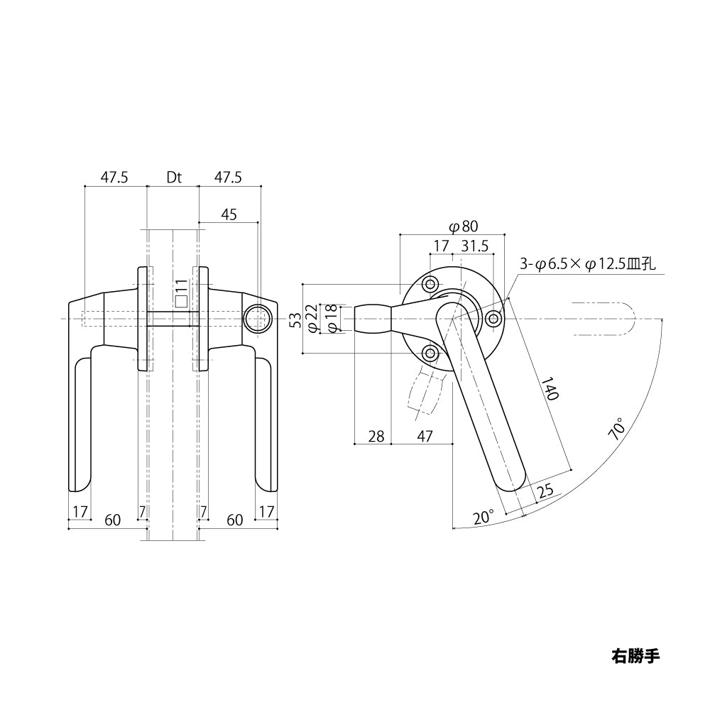 中西産業 ローラー付きグレモンハンドル DC-X-191RO (内外セット・両面) 【ナカニシ, Nakanishi】