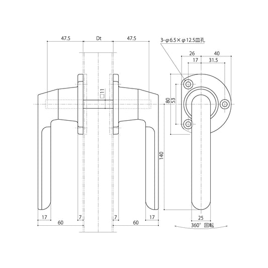 中西産業 グレモンハンドル DC-X-192 (内外セット・両面) 【ナカニシ, Nakanishi】