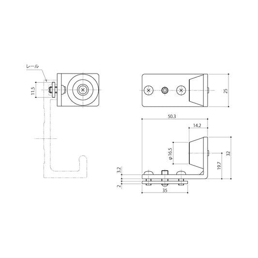 中西産業 引分け戸当たり HDA-300 【引戸クローザーメンテナンス用部品・パーツ, Nakanishi】