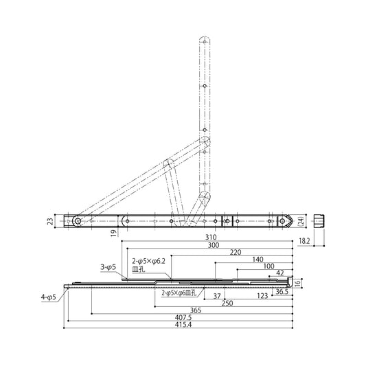 中西産業 6バーヒンジ MD-16 【縦すべり窓用, フリクションステー, ナカニシ, Nakanishi】