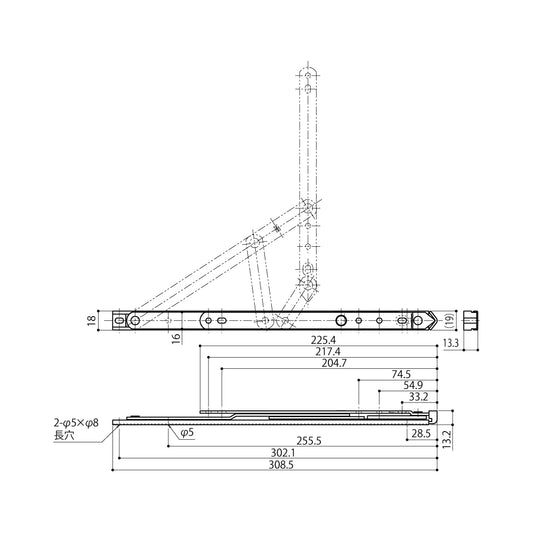 中西産業 6バーヒンジ SD-12-OP 【縦すべり窓用, ナカニシ, Nakanishi】