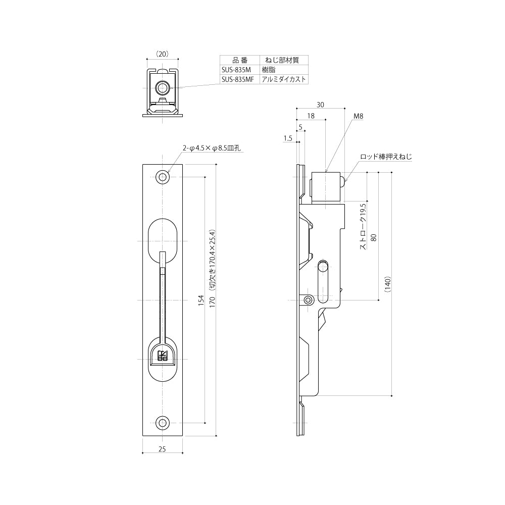 中西産業 フランス落とし SUS-835M / SUS-835MF 【Nakanishi】
