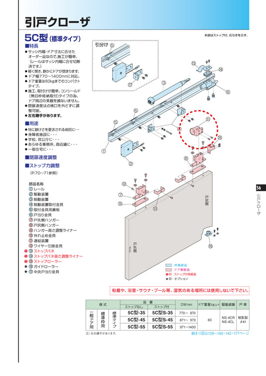ニュースター 5C型用 連結装置 【引戸クローザーメンテナンス用部品・パーツ, NEWSTAR】