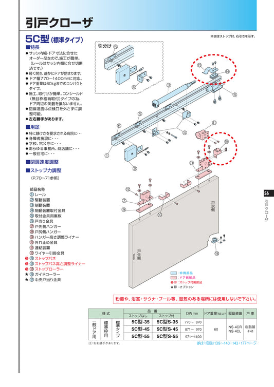 ニュースター 5C型用 ストップ装置 【引戸クローザーメンテナンス用部品・パーツ, NEWSTAR】
