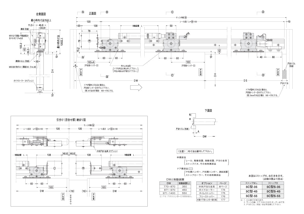 ニュースター 引戸クローザー 5C型(製品一式) 【標準タイプ, 標準枠用, スライディングドアクローザー, NEWSTAR】