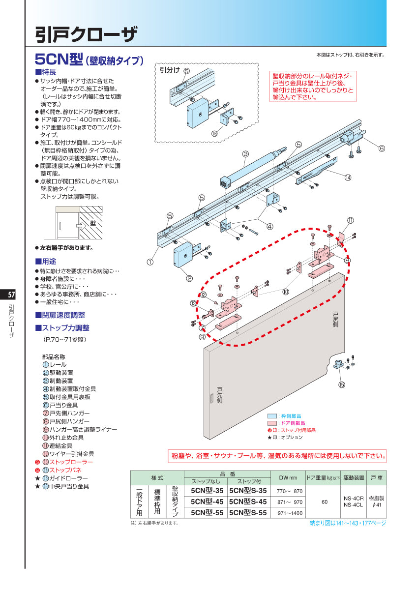 ニュースター 5CN型用 吊車セット(戸先側・戸尻側×各1個)【ハンガー戸車, 引戸クローザーメンテナンス用部品・パーツ, NEWSTAR】