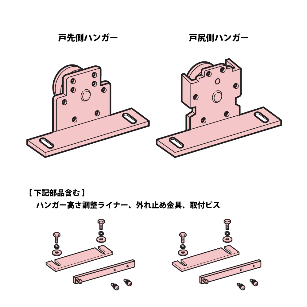 ニュースター 5型・フロント枠用 吊車セット(戸先側・戸尻側×各1個) 【ハンガー戸車, 引戸クローザーメンテナンス用部品・パーツ, NEWSTAR】