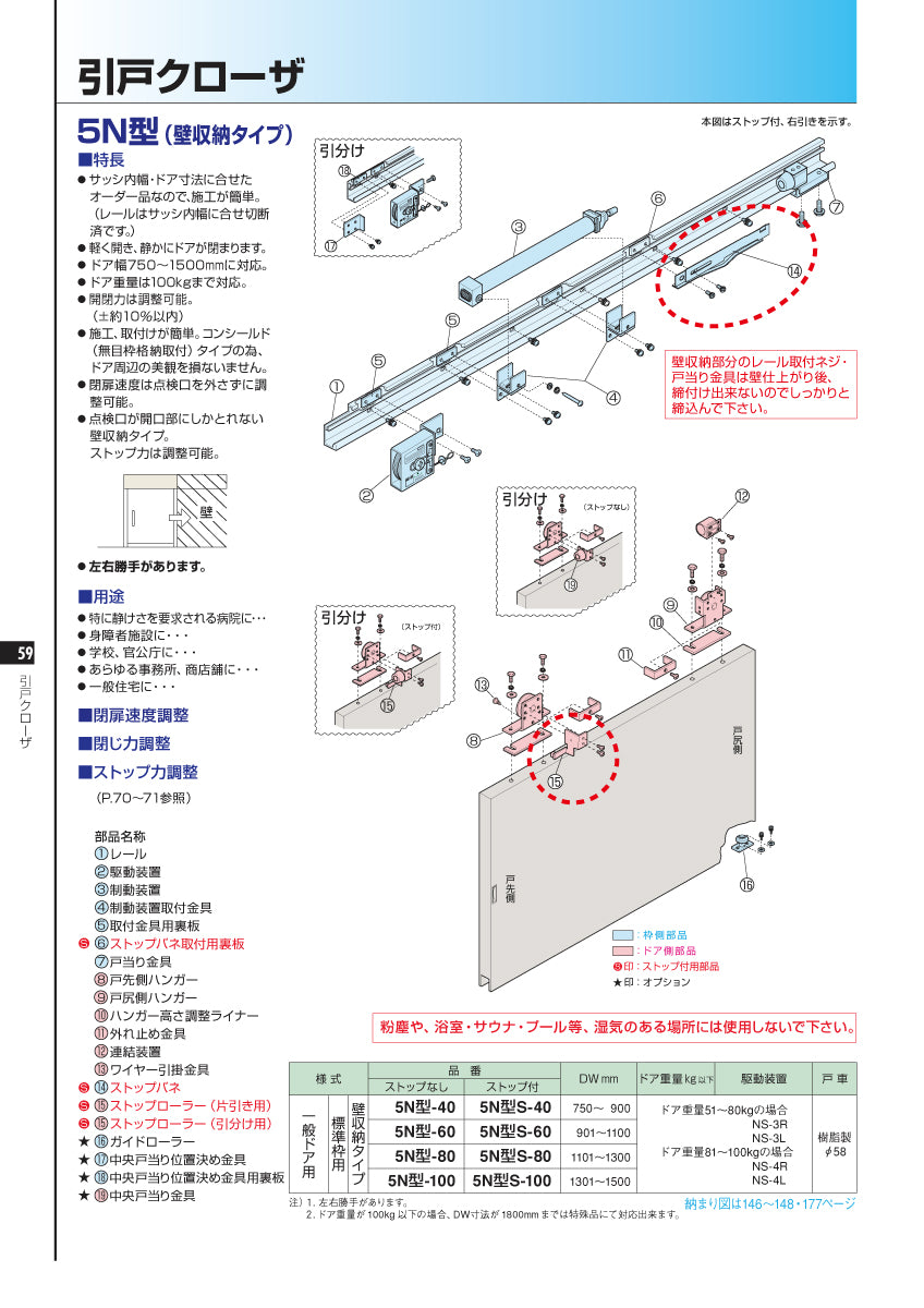 ニュースター 5N型用 ストップ装置 【引戸クローザーメンテナンス用部品・パーツ, NEWSTAR】
