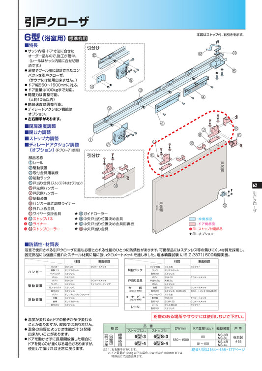 ニュースター 6型(浴室用)・標準枠用 吊車セット(戸先側・戸尻側×各1個) 【ハンガー戸車, 引戸クローザーメンテナンス用部品・パーツ, NEWSTAR】