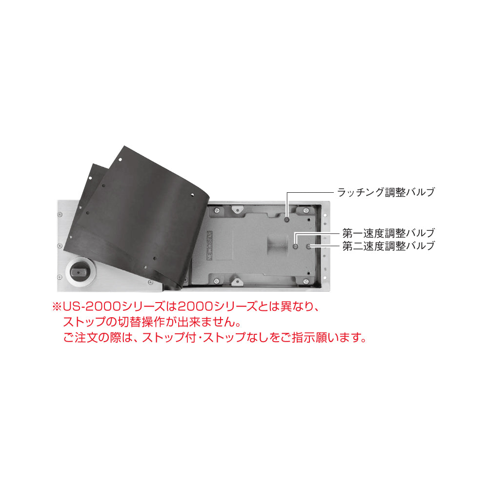 ニュースター 防浸形フロアヒンジ USS-2350 / USS-2350 TAP 【ストップ付き, 持出吊り, 一方開き(一方180°開き), 一般ドア用, NEWSTAR, NS】