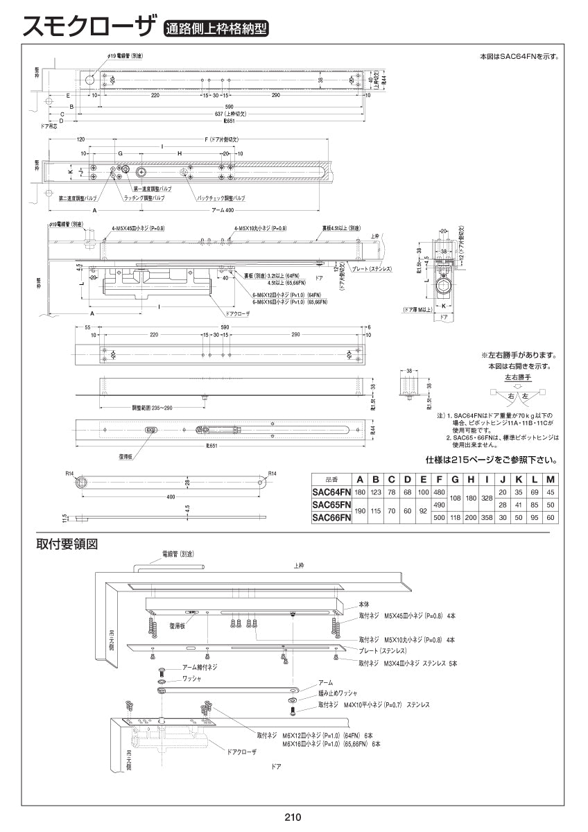 ニュースター スモクローザー SAC66FN 【通路側上枠格納型, SAC60シリーズ, 防災機器, NEWSTAR, ドアチェック】