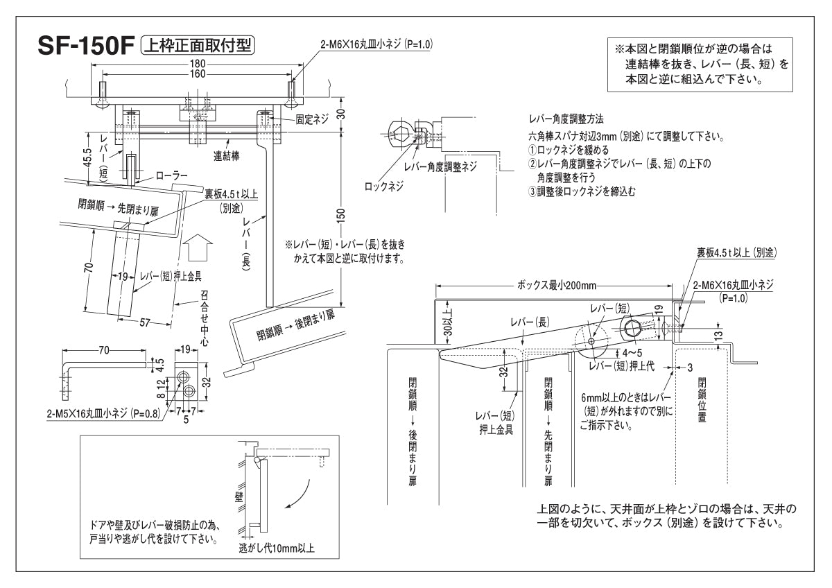 ニュースター 扉閉鎖順位調整器 SF-150F 【上枠正面取付け型, NEWSTAR】